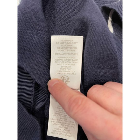 Boden Embellished Jewel Button Up Cardigan Size 2 Navy Blue Sweater - Picture 6 of 9